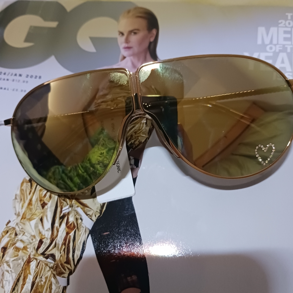 Stella McCartney Gorgeous Gold Metal & Mirrored Aviator Sunglass NWT - Picture 5 of 16